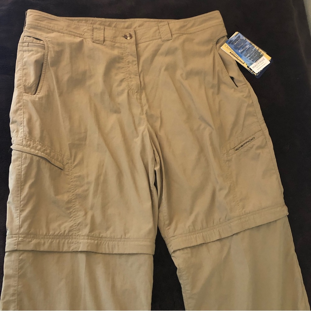 Ex Officio Insect Shield Repellent Apparel Khaki Ziwa Convertible Pants Sz 18